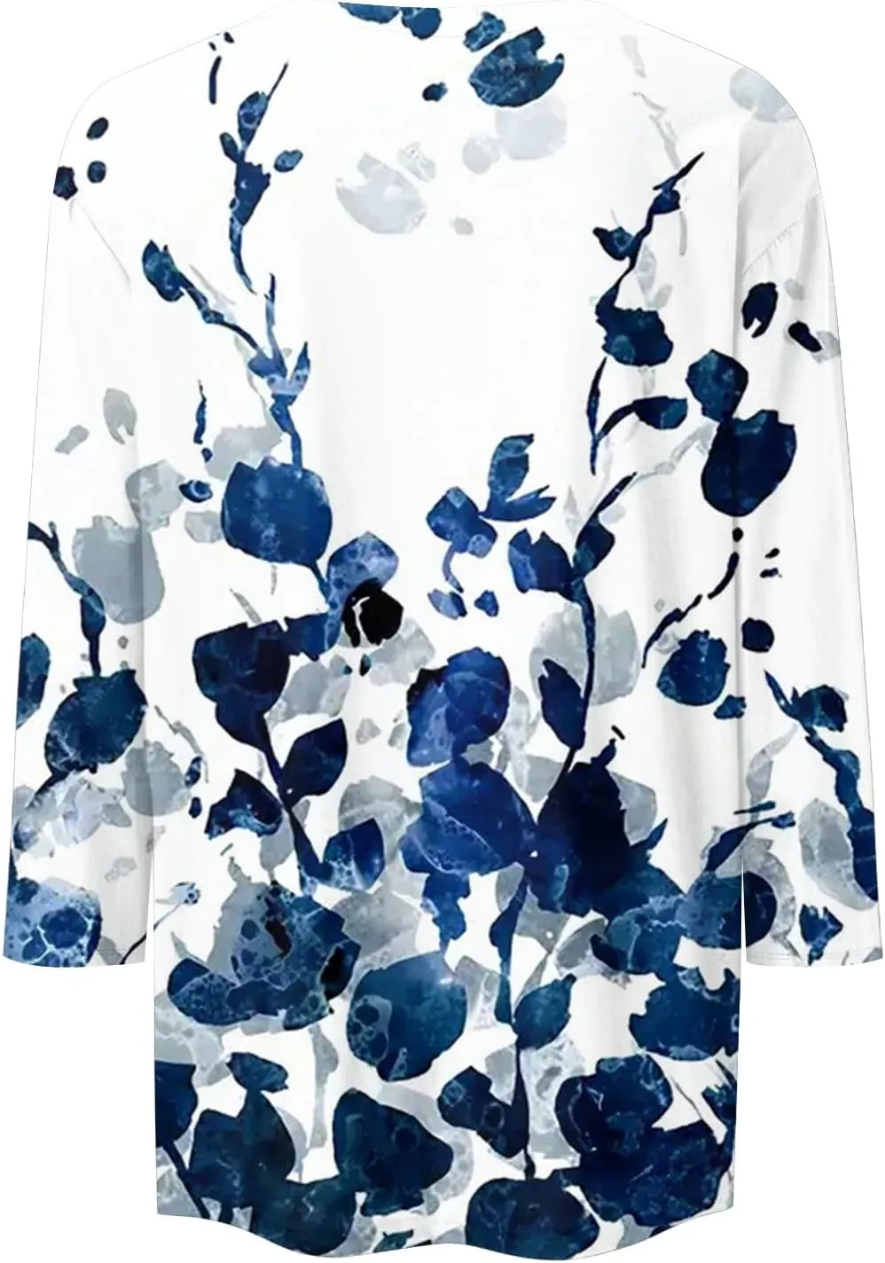 3/4 Length Sleeve Shirts for Women, Round Neck Cute Tunic Tops Basic Tees Casual Printed Blouses Loose Shirt Tops