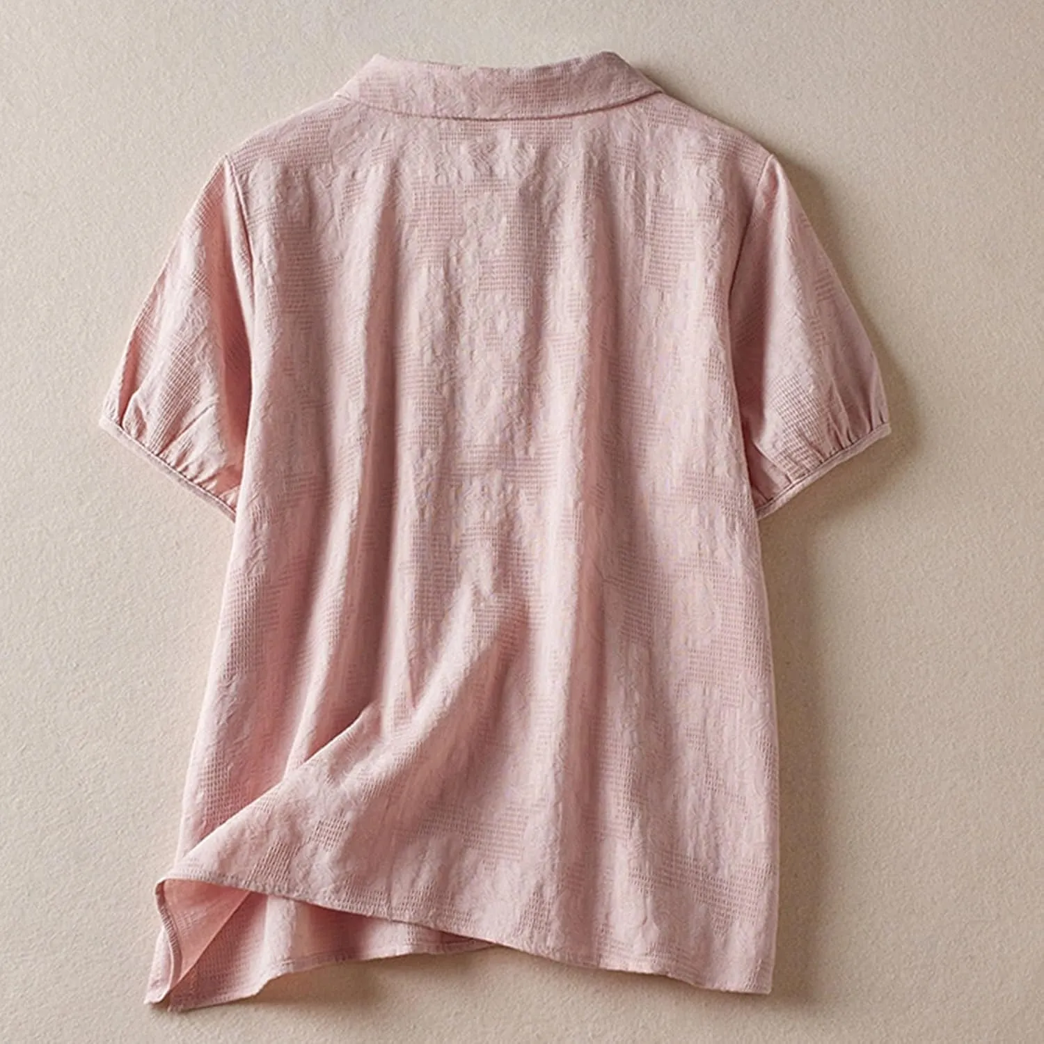 3/4 Length Sleeve Womens Tops Embroidered Print Chinese Shirts Casual Summer Cotton Linen Boho Tops Blouse Clothes