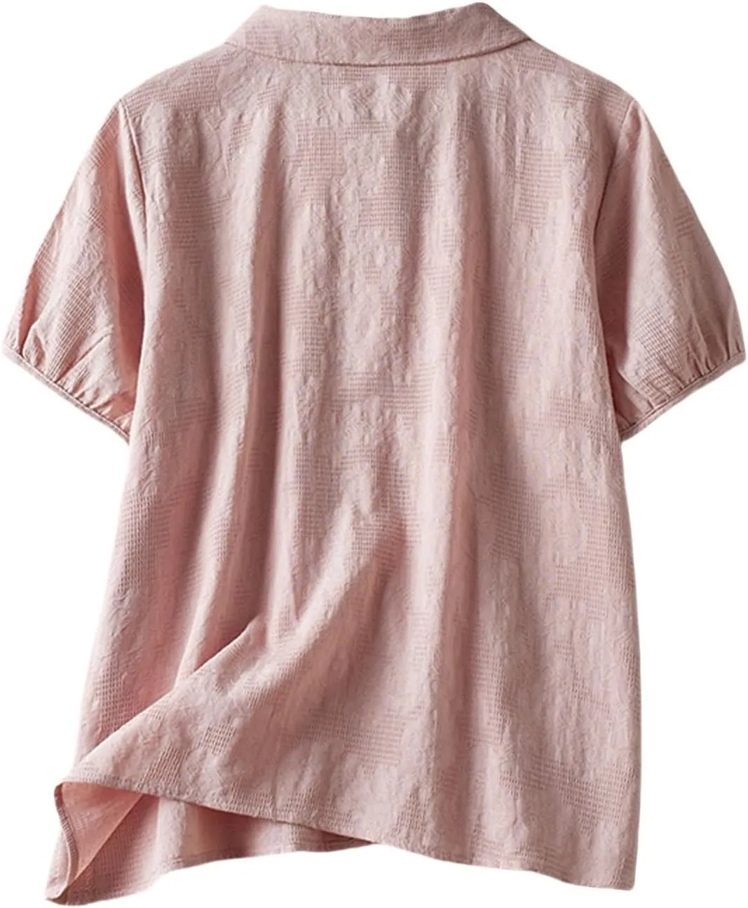 3/4 Length Sleeve Womens Tops Embroidered Print Chinese Shirts Casual Summer Cotton Linen Boho Tops Blouse Clothes
