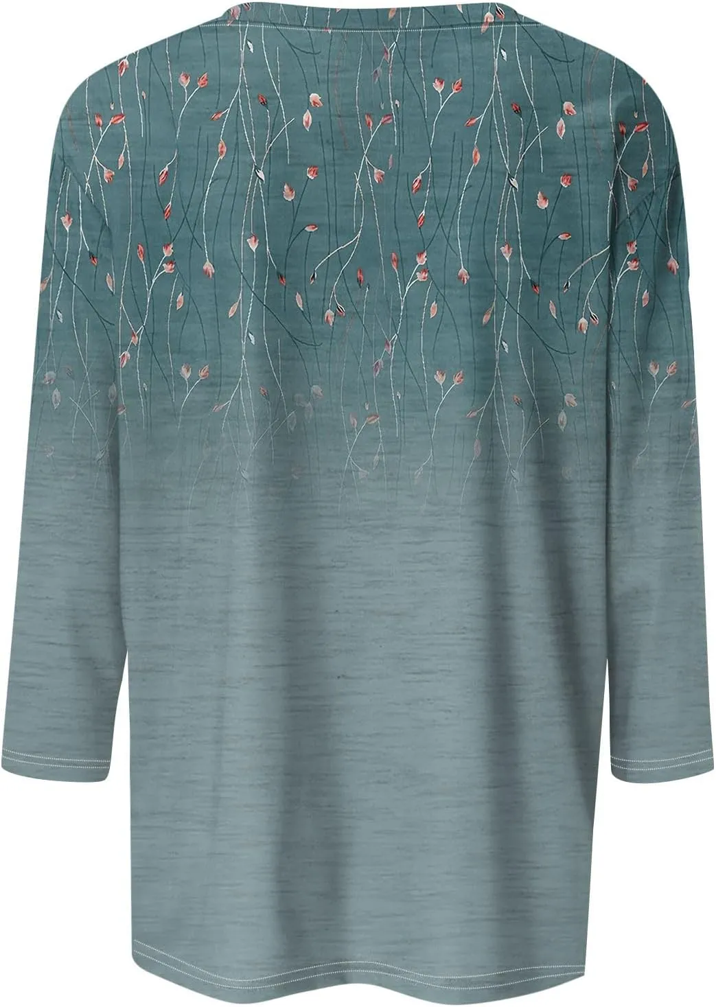 3/4 Length Sleeve Womens Tops Plus Size Spring Tops 2025 Crewneck Floral Graphic T Shirts Loose Fit Tunic Blouses