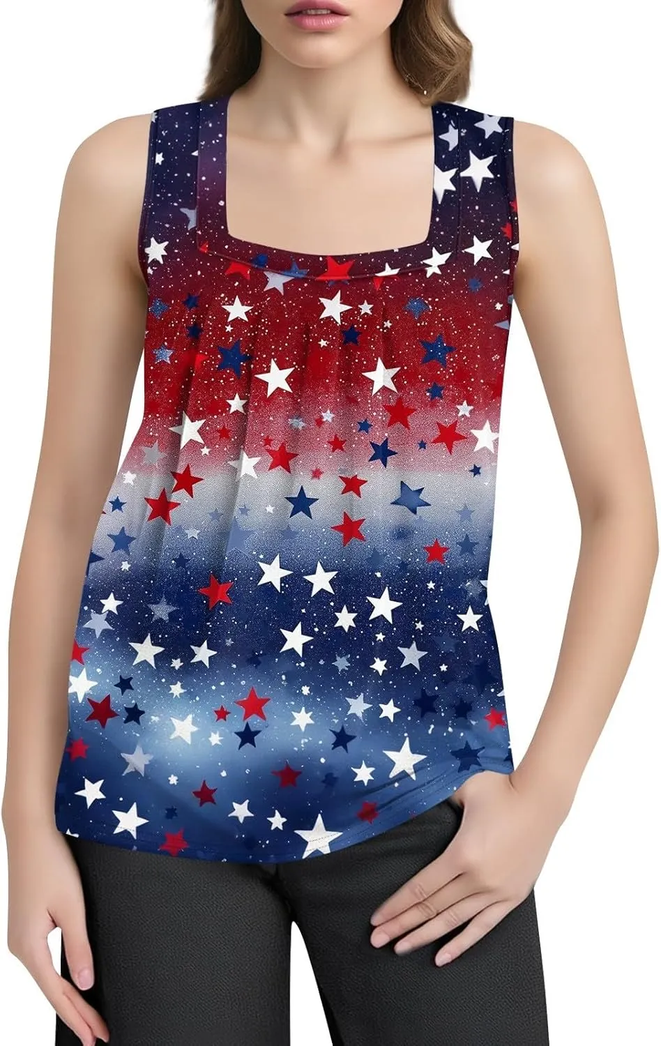 4Th Of July Shirts For Women American Flag Sleeveless Tank Tops Independence Day Patriotic Tunic Holiday Outfits