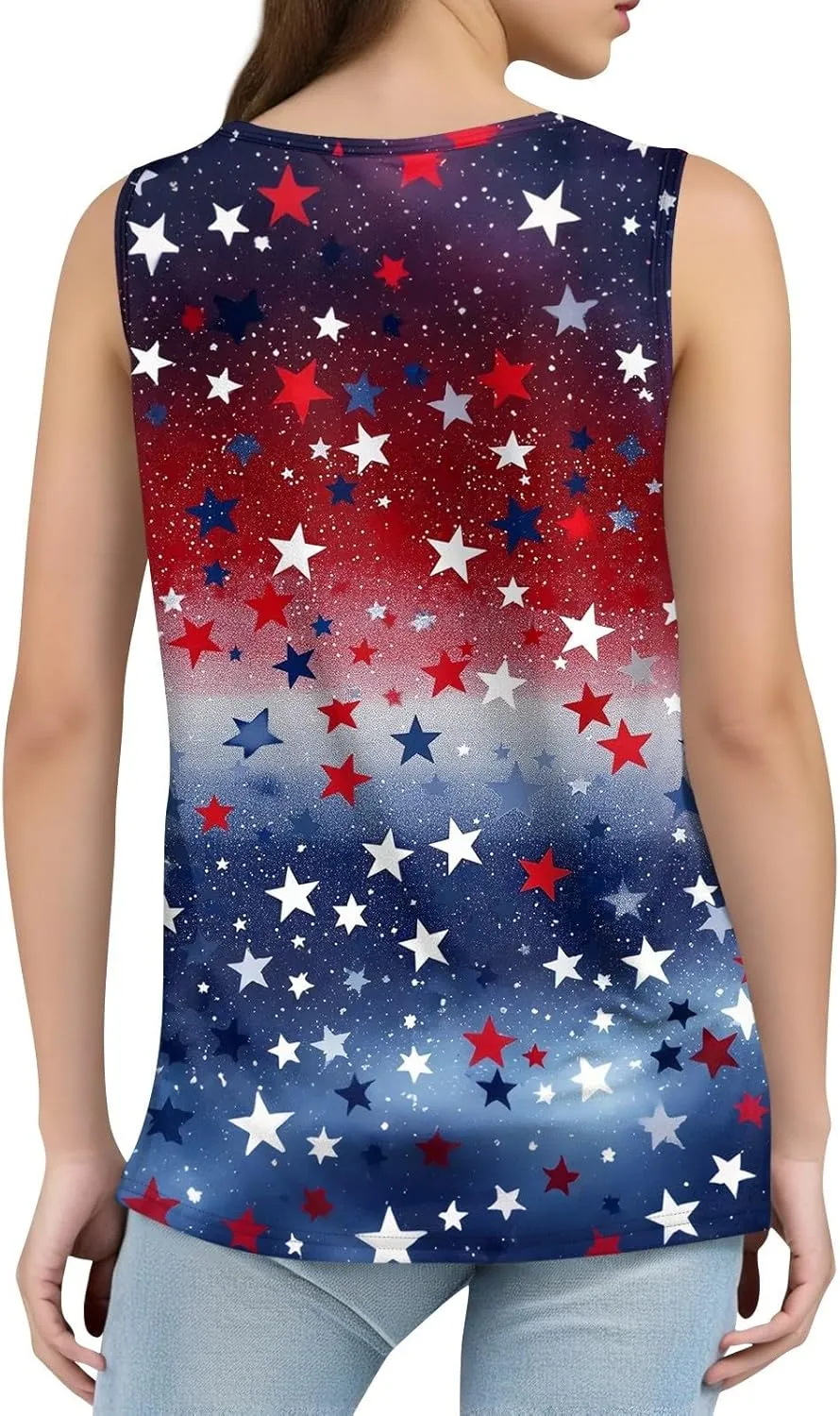 4Th Of July Shirts For Women American Flag Sleeveless Tank Tops Independence Day Patriotic Tunic Holiday Outfits