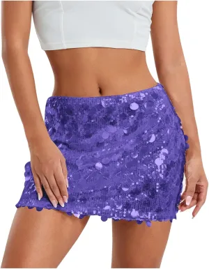 A Line Skirt for Party Low Rise Sequin Trendy Y2K Slim Fit Mini Skirts for Women Fashion Stylish Dance Clubwear