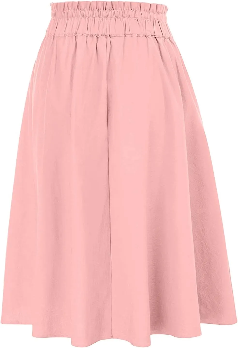 A Line Skirt for Women Solid Lightweight Drawstring High Elastic Waist Knee Length Summer Skirts 2025 Trendy Clothes