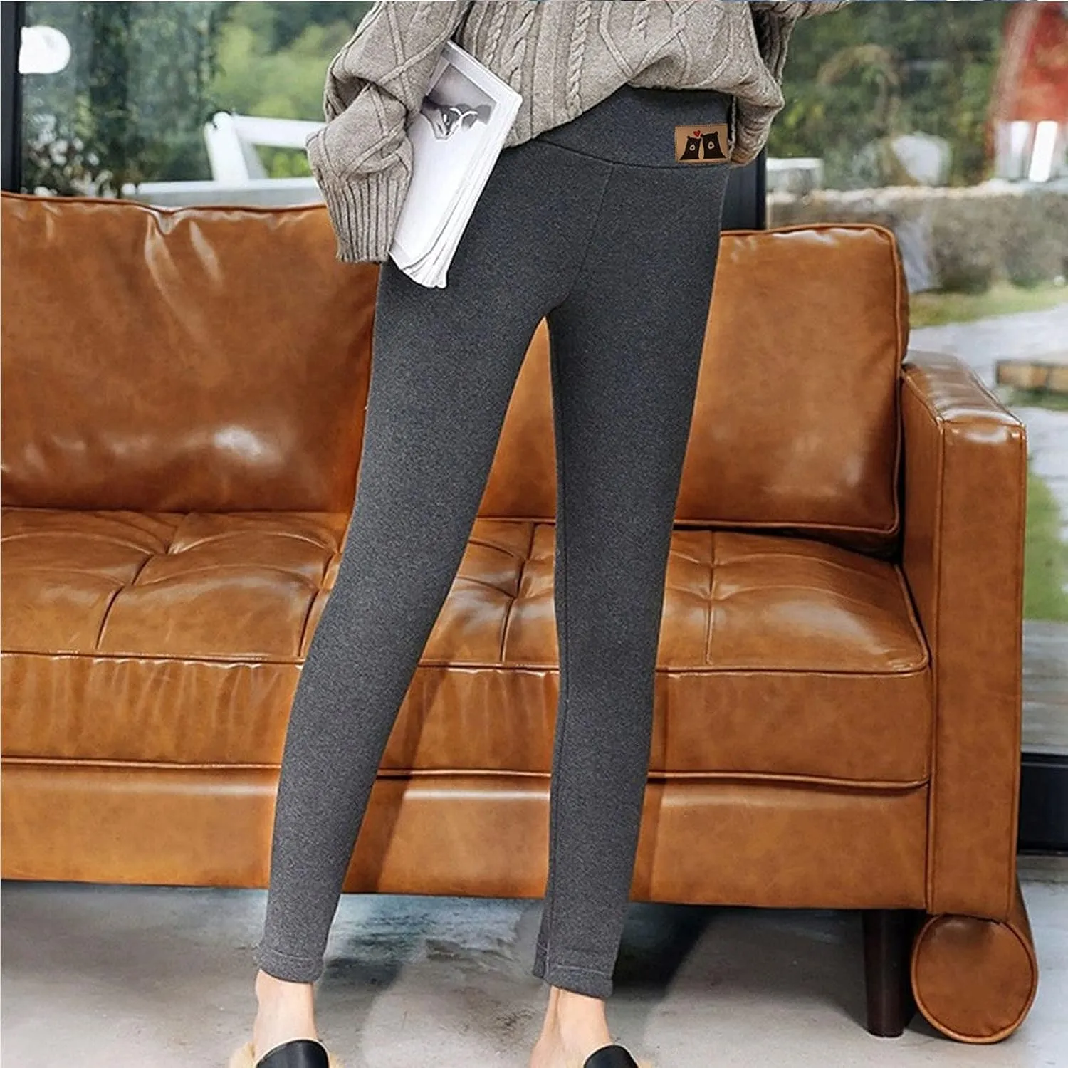 aihihe Women's Plus Size Warm Fleece Sherpa Lined Leggings 2023 Winter Thermal Tights Tummy Control Soft Casual Bottoms