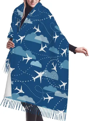 Airplane Aircraft Plane Pattern Scarfs For Women Soft Shawl Scarves Long Wraps Women'S Lightweight Scarf With Tassels