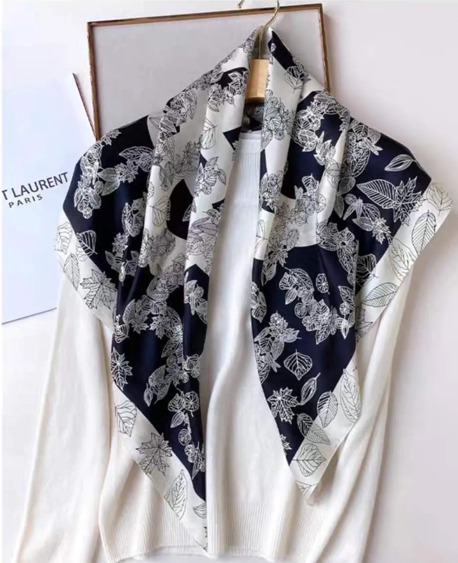 ANDANTINO 100% Pure Mulberry Silk Scarf 35" Large Square Lightweight Headscarf –Women’s Hair Wraps-With Gift Packed