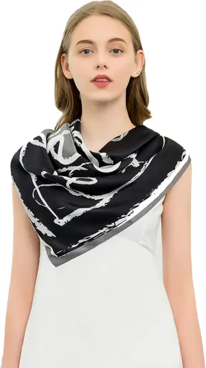 ANDANTINO 100% Pure Mulberry Silk Scarf 35" Large Square Lightweight Headscarf –Women’s Hair Wraps-With Gift Packed
