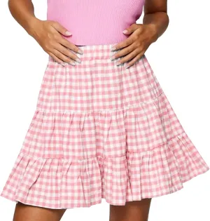 Athletic Ruffle Skirts Stripe Print Mini Skirt Women's Summer Beach Boho Short Pleated Cute Mini Skirt High Waist Swing