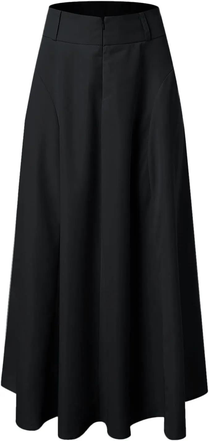 Athletic Skirts Women Summer Lightweight High Elastic Waist Solid Loose A-Line Long Skirts for Going Out Outfits