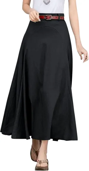 Athletic Skirts Women Summer Lightweight High Elastic Waist Solid Loose A-Line Long Skirts for Going Out Outfits