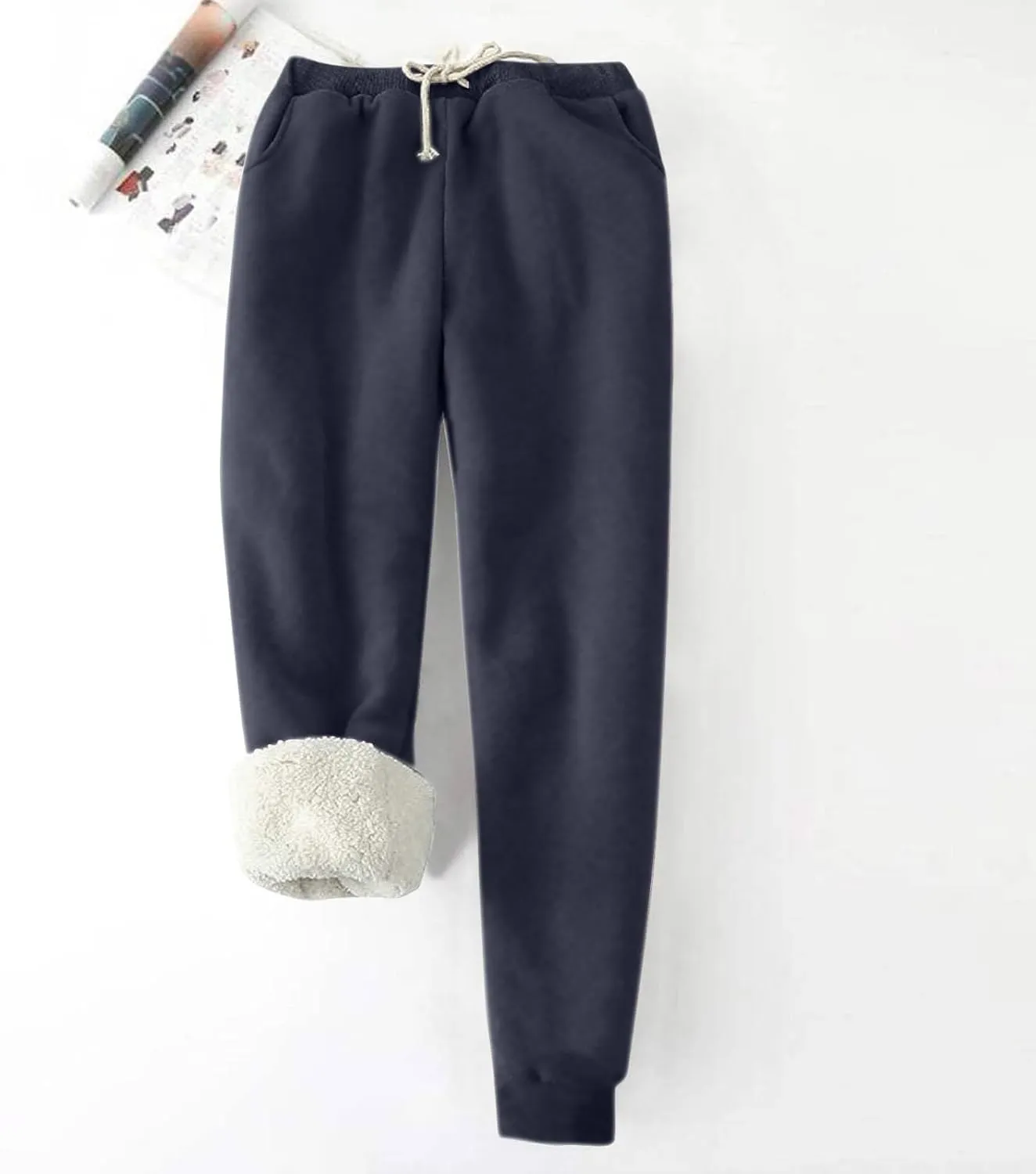 Baggy Fleece Lined Cinch Bottom Sweatpants Mens Sweatpants with Pockets Thicken Solid Color Yoga High Waisted Joggers