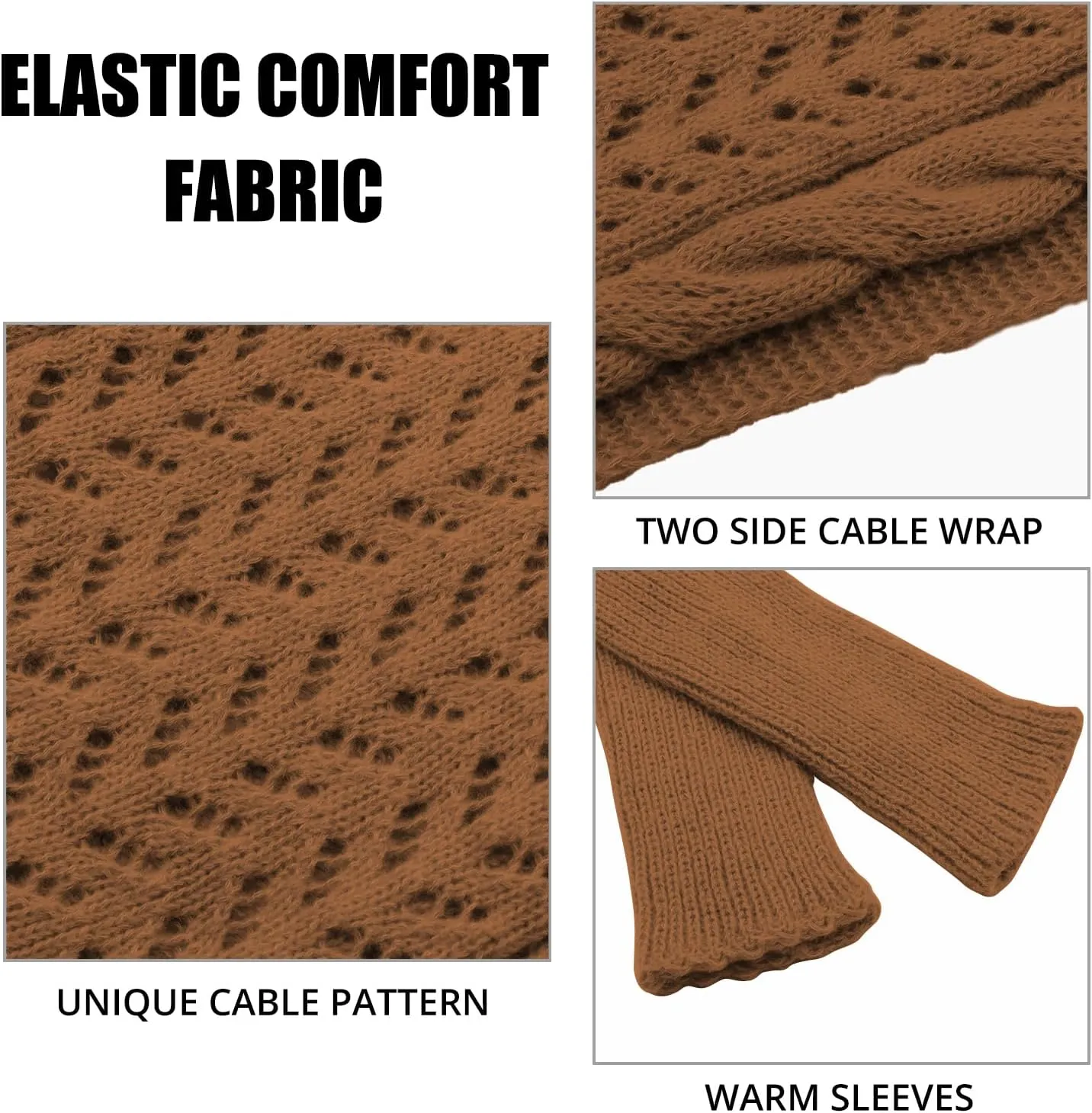 Baonmy Scarf with Sleeves for Women, Shawl Wraps Knitted Cable Crochet Multifunctional Scarf Sweaters with Sleeves
