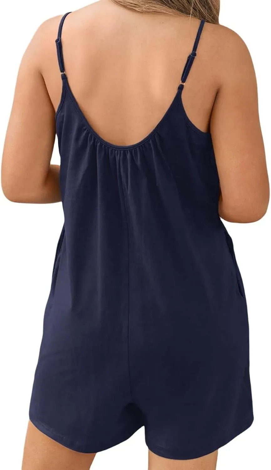 Beach Rompers for Women 2025 Vacation Summer Casual Sleeveless Strap Loose Adjustable Jumpsuits Stretchy Shorts Romper