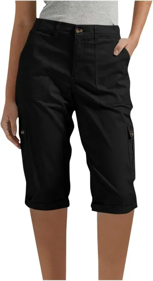 Bermuda Cargo Shorts for Women with 6 Pockets Knee Length Twill Half Casual Dressy Shorts Pants Bottoms