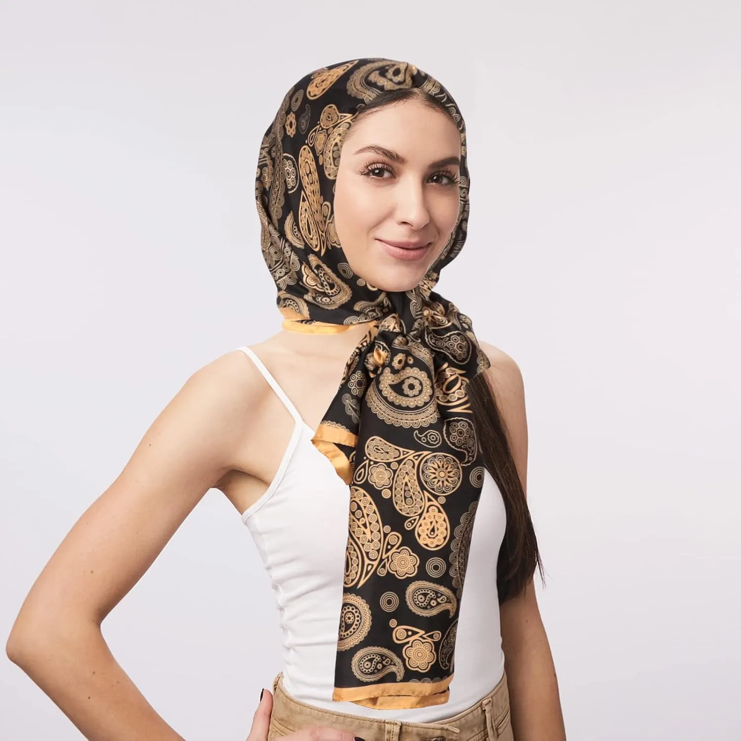 Bestshe Scarves for Women Lightweight Fashion Floral Large Silk Scarf Long Shawl Wraps with Gift Packed