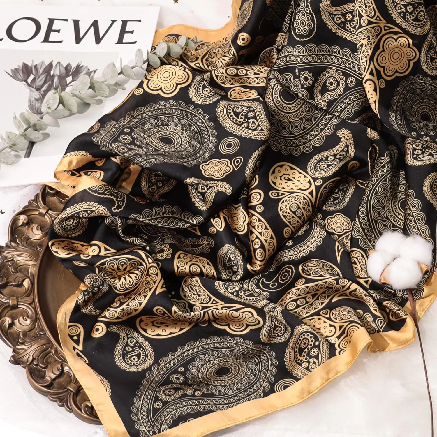 Bestshe Scarves for Women Lightweight Fashion Floral Large Silk Scarf Long Shawl Wraps with Gift Packed
