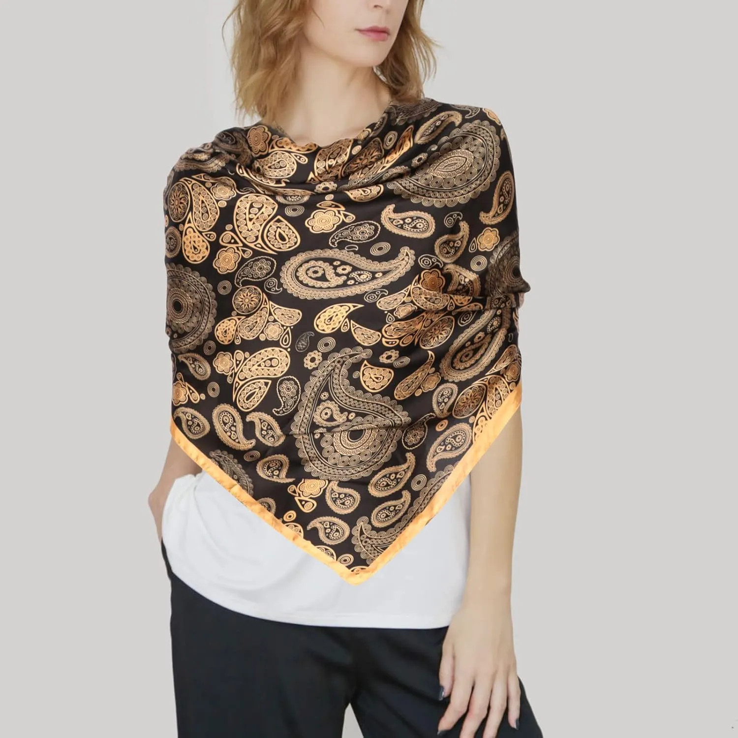Bestshe Scarves for Women Lightweight Fashion Floral Large Silk Scarf Long Shawl Wraps with Gift Packed