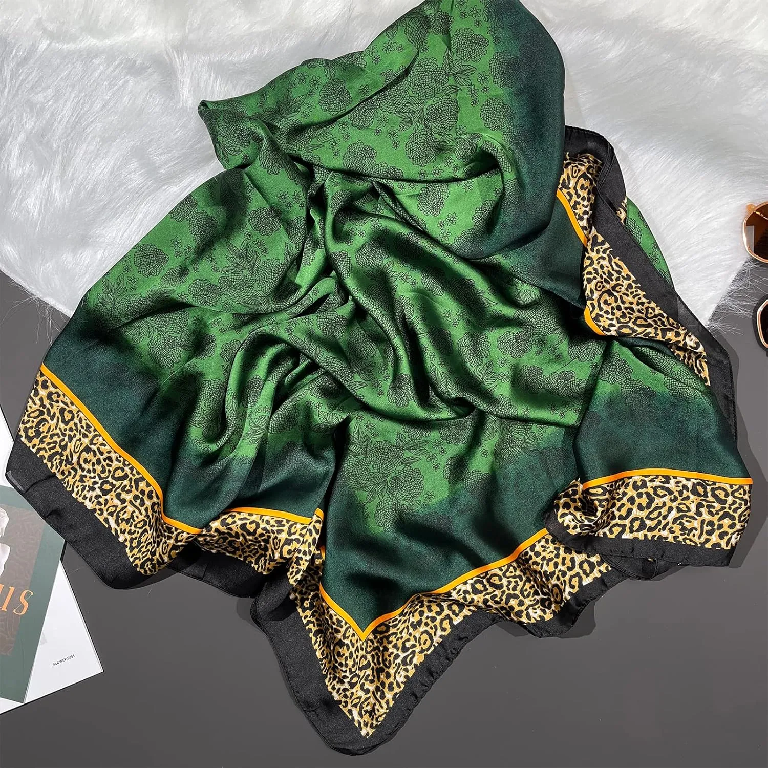 Bestshe Scarves for Women Lightweight Fashion Floral Large Silk Scarf Long Shawl Wraps with Gift Packed