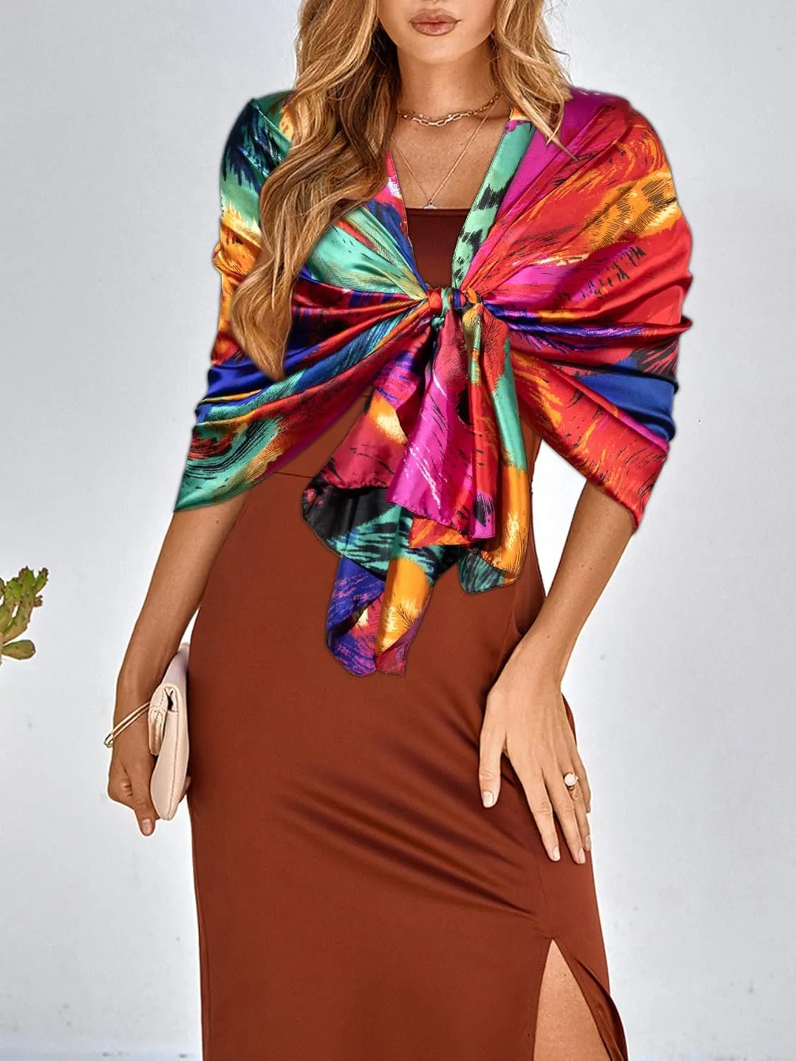 Bestshe Scarves for Women Lightweight Fashion Floral Large Silk Scarf Long Shawl Wraps with Gift Packed