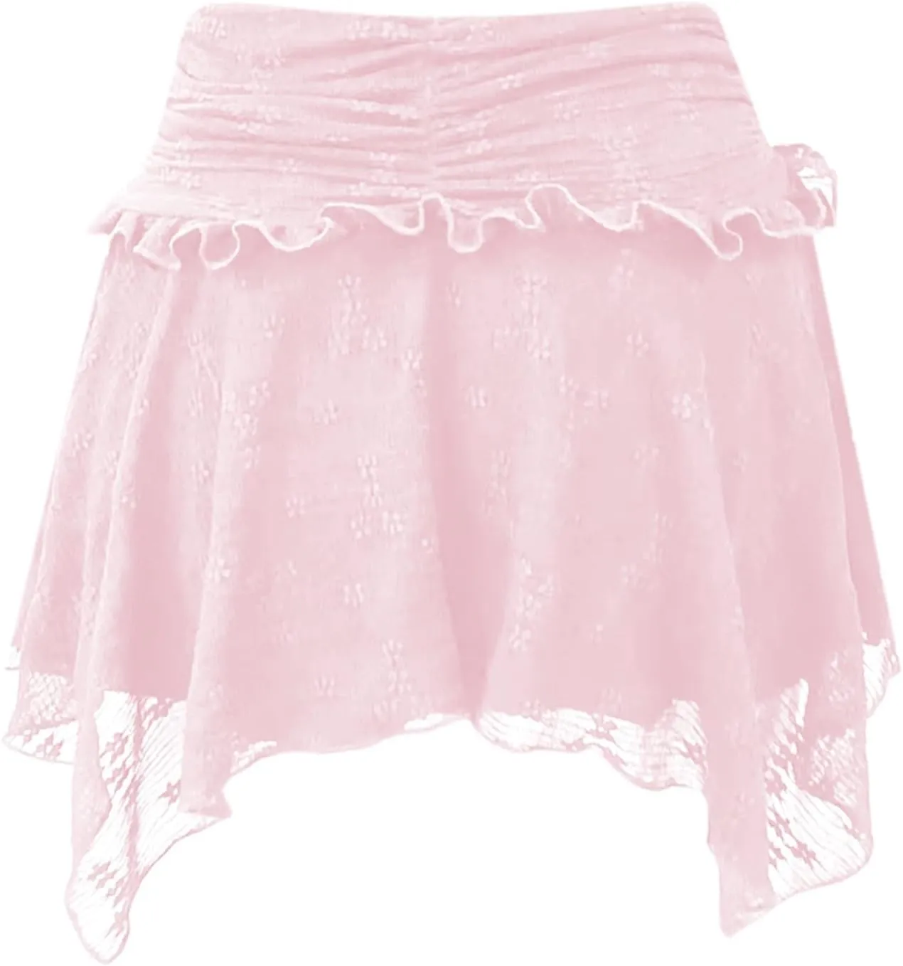 Black Skirt for Women Women's Lace Mini Skirt Ruffled Skirt Low Waist Tiered Pleated Flowy Skirt Slip