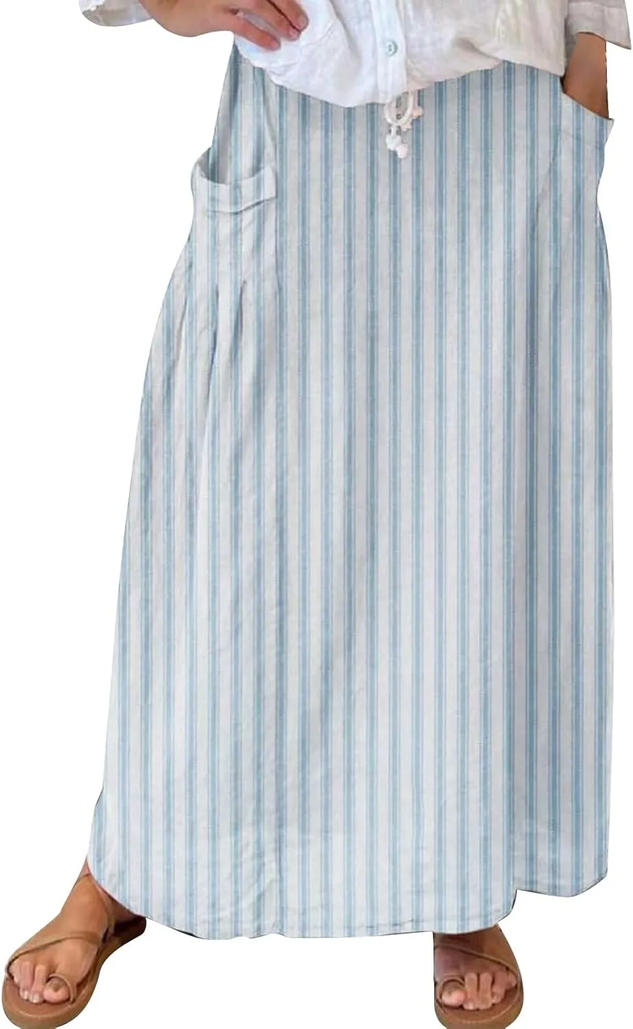 Boho Floral Maxi Skirts Women Elastic High Waist Tiered Pleated Flowy Long Summer Casual Beach Skirt