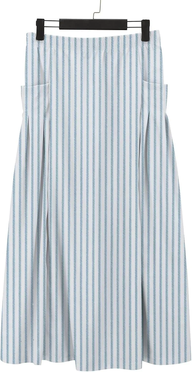 Boho Floral Maxi Skirts Women Elastic High Waist Tiered Pleated Flowy Long Summer Casual Beach Skirt