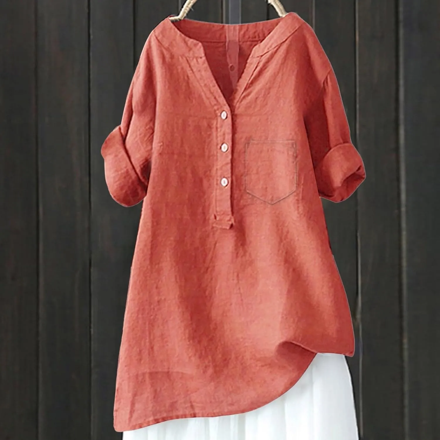 Boho Linen Shirts for Women 2025 Gauze Short Sleeve V Neck Button Loose Fit Blouses Vacation Dress Casual Tunic Tops
