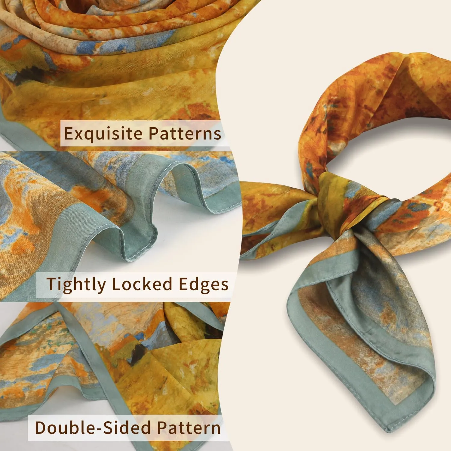 BOROLA Elegant Silk Square Scarf for Women 27.5"x27.5" Fashion Scarves with Beautiful Gift Packed