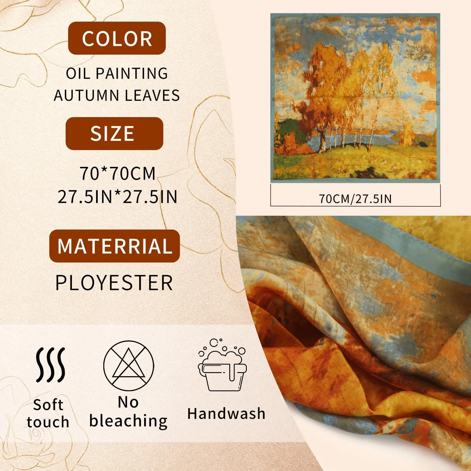 BOROLA Elegant Silk Square Scarf for Women 27.5"x27.5" Fashion Scarves with Beautiful Gift Packed