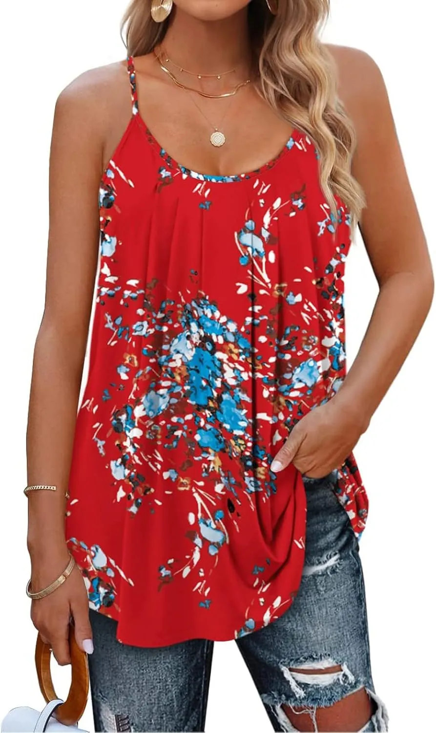 Camisole Tops for Women Adjustable Spaghetti Strap Tank Top Vacation Outfits 2025 Fashion Summer