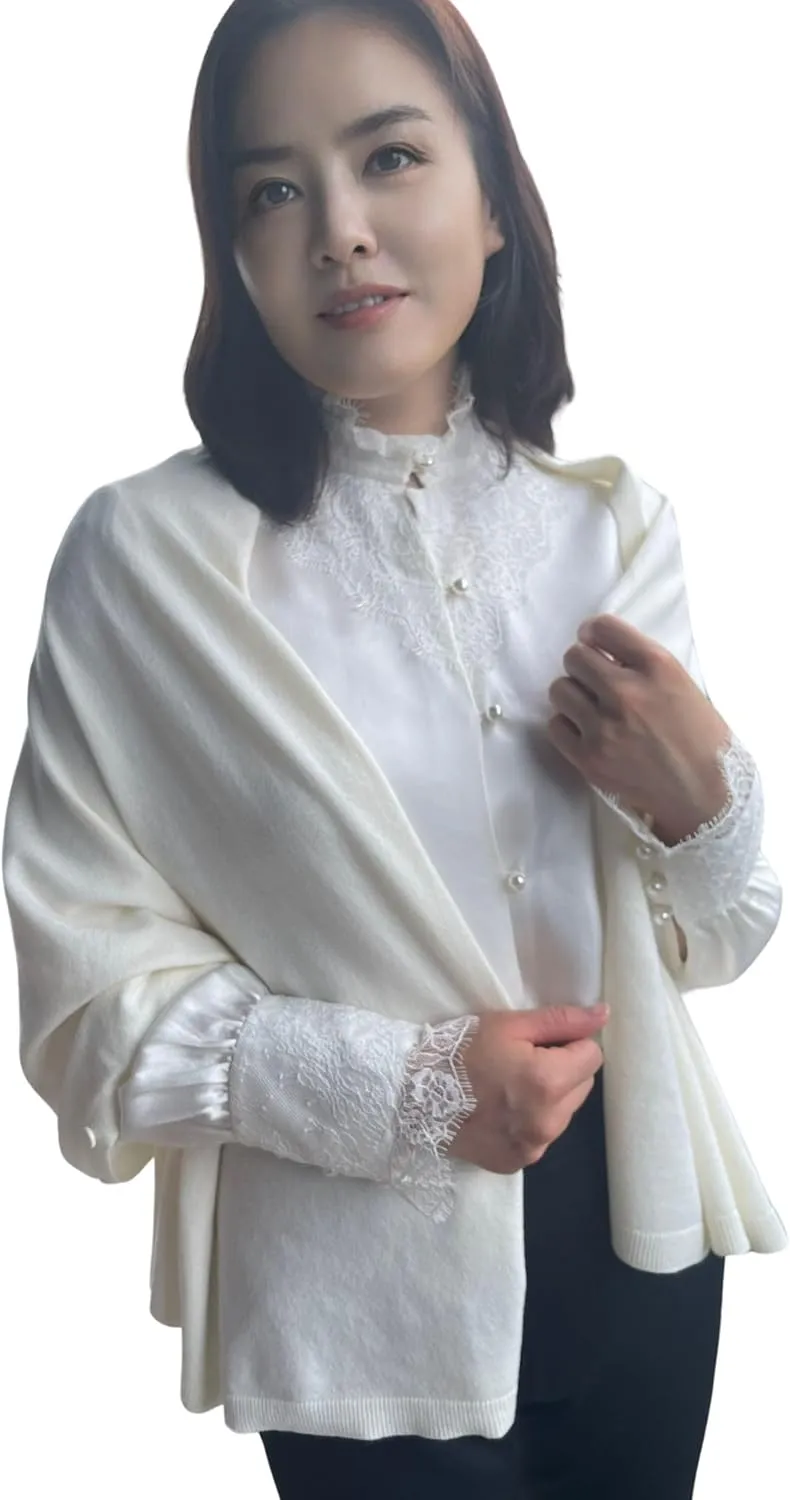 Cashmere Like Acrylic Knitted Dress Topper, Poncho Sweater,Shawl Wraps for Women Ultra Soft. Versatile Cape, Scarf