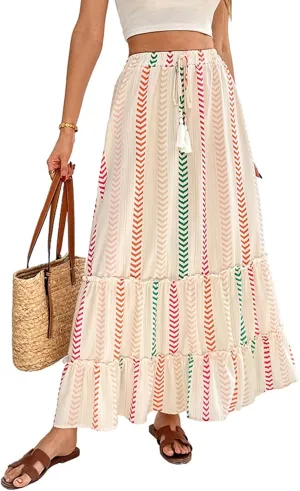 Casual Skirts for Women, Maxi Beach Trendy Vacation Summer Womens Skirts