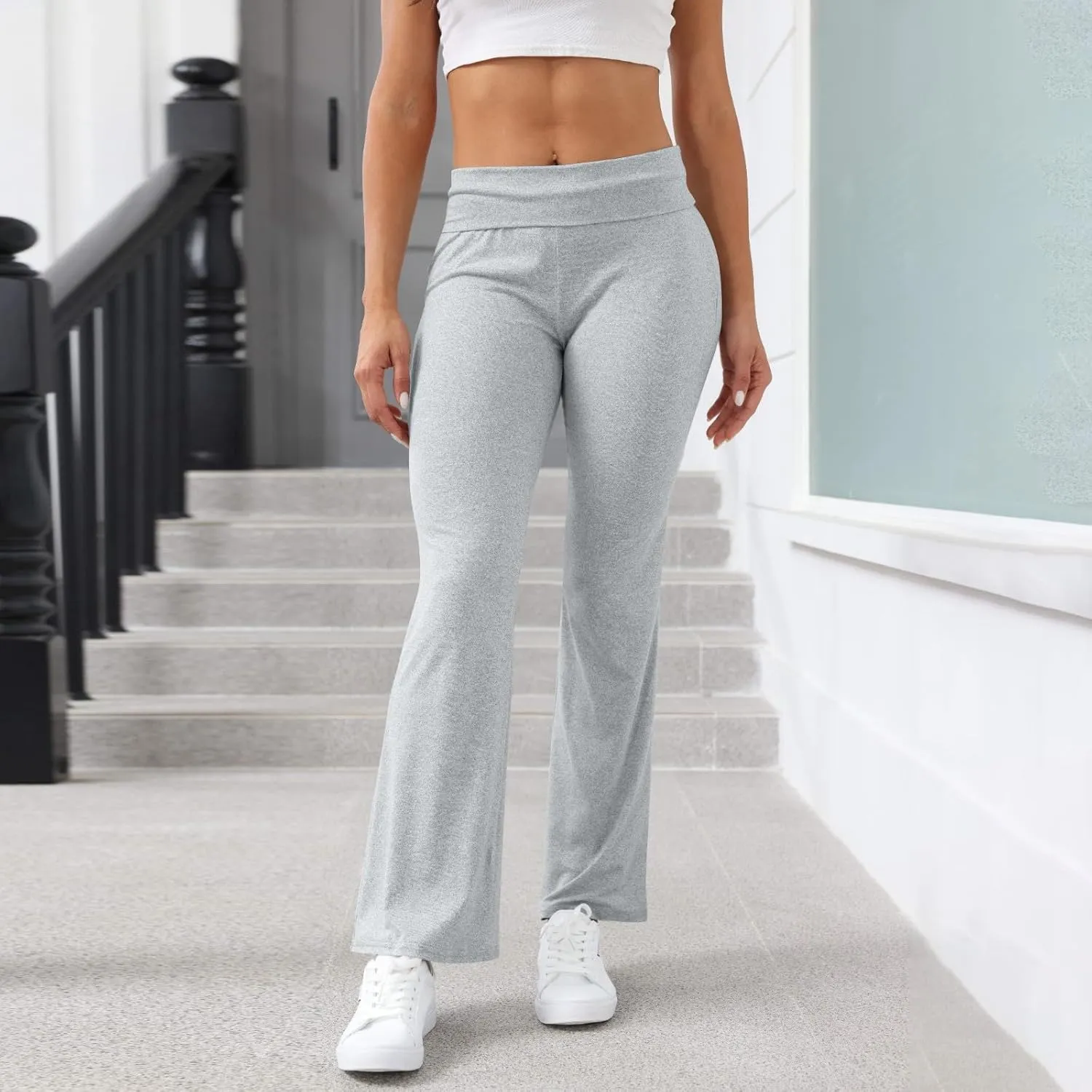 ChicCrate Flare Wide Leg Sweatpants Women Baggy Drawstring Athletic Pants High Waisted Joggers Pants Bell Bottoms