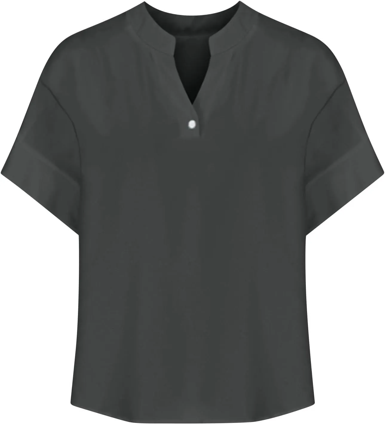 Cotton Linen Shirts for Women V Neck Button Down Blouse Loose Fit Oversized T Shirts Short Sleeve Casual Tops 2025