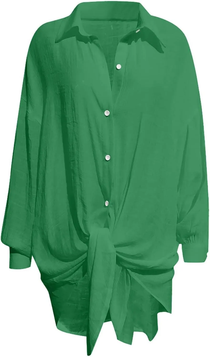 Cotton Linen Tops for Women Long Sleeve Button Down Plus Size Summer Oversized Tops Beach Coverups Blouse