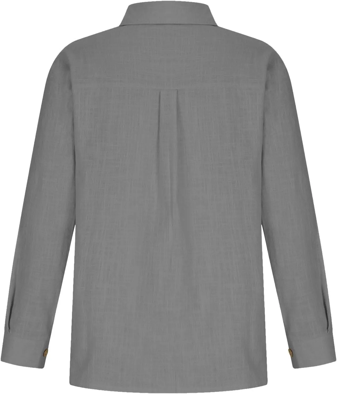 Cotton Linen Tops for Women Summer Solid Color Button Down Long Sleeve Shirts Casual Fashion Loose Pleated Blouse