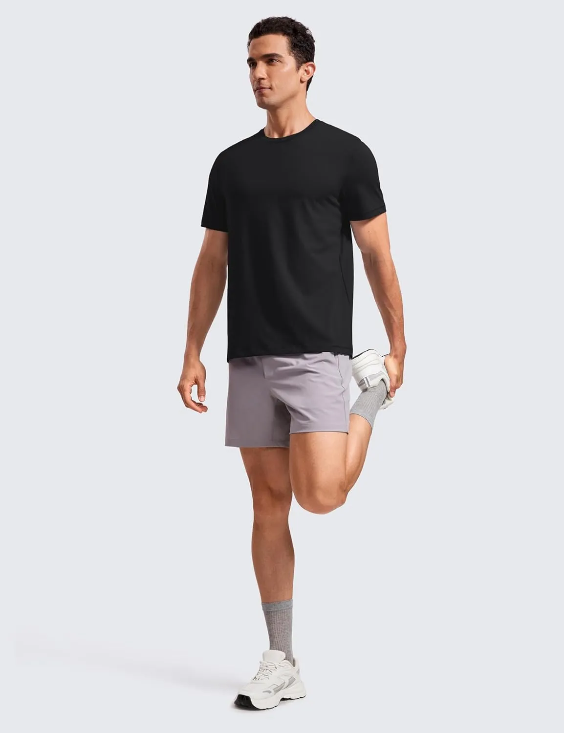 CRZ YOGA Men's Cotton Polyester Short Sleeve T-Shirt Classic Fit Casual Workout Tops Soft Premium Tee