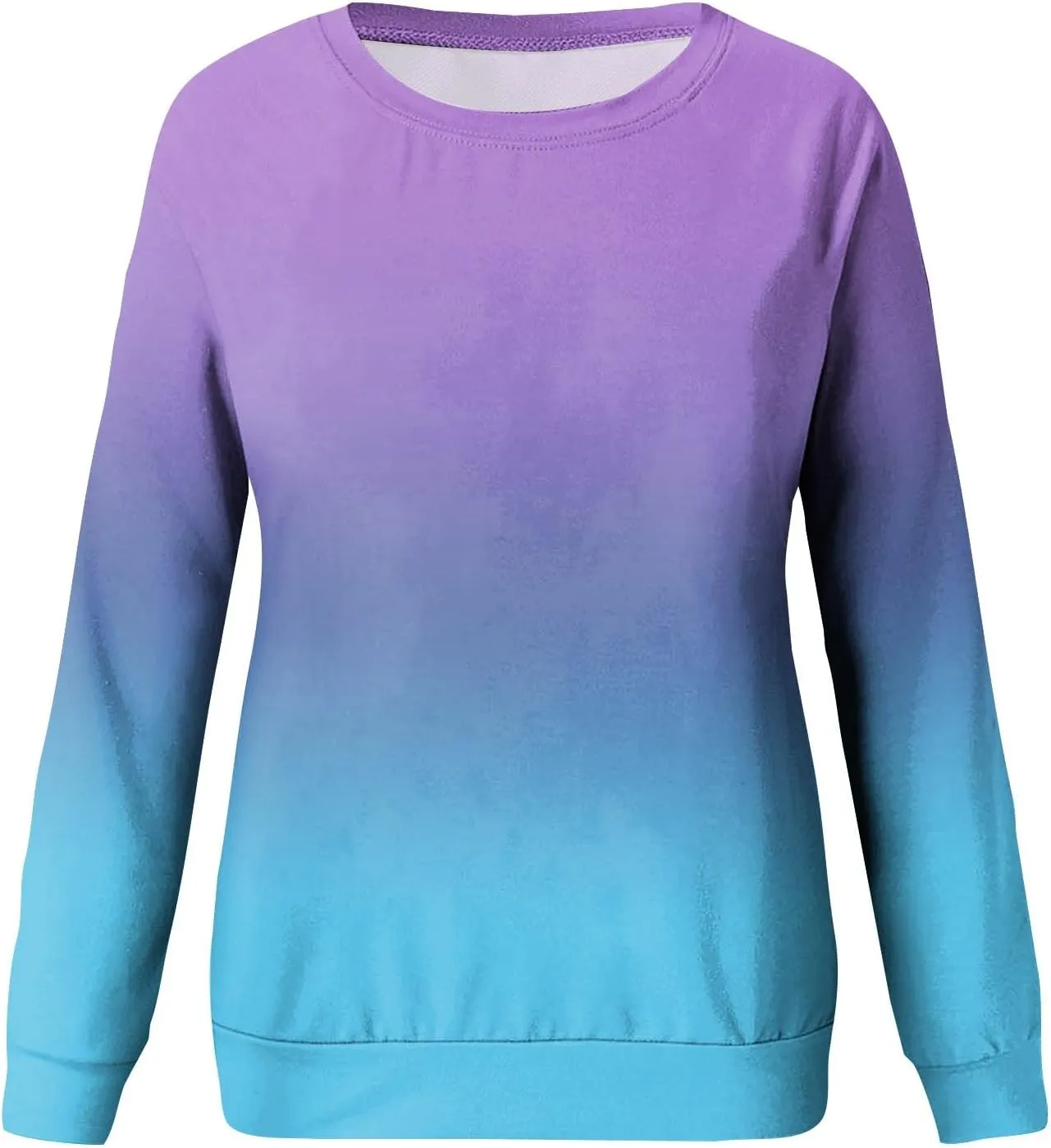 Cute Long Sleeve Tops For Women Work Crewneck Tops Fall Stretch Sweatshirts Floral Print T-Shirts Trendy