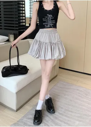 Cute Y2K Skirts for Women Summer Pleated Puff Mini Skirts Elastic Waist Coquette Aesthetic Short Skirts Kawaii Clothing
