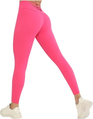 DASAYO Leggings for Women Fashion High Waist Back Crisscross Yoga Pants Tummy Control Gym Fitness Activewear Workout Bottoms