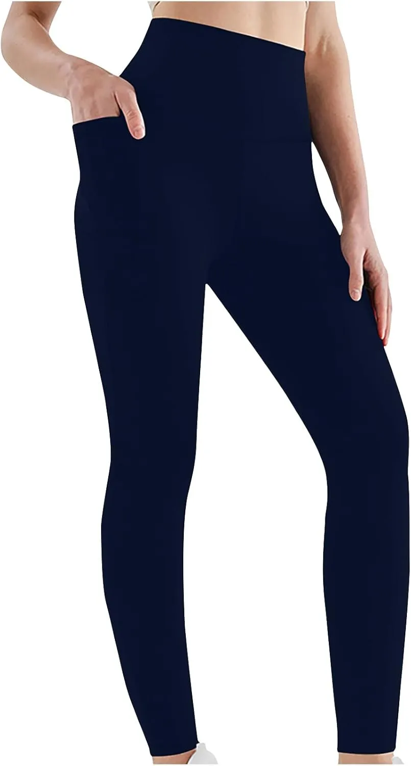DASAYO Yoga Pants with Pockets for Women High Waist Tummy Control Comfy Soft Leggings Gym Exercise Running Workout Bottoms