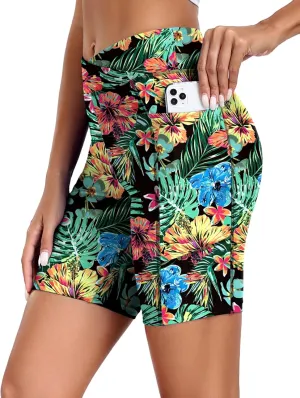 Ekouaer Women's 8.5" Board Shorts High Waisted Swimsuit Bottoms Cross Waist Beach Surf Swimwear with Pocket S-3XL