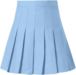 Fashion Pleated Mini Skirt Slim Waist Casual Summer Harajuku Slim Bodycon Tennis Skirt skirts for women trendy High Waist Sky Blue