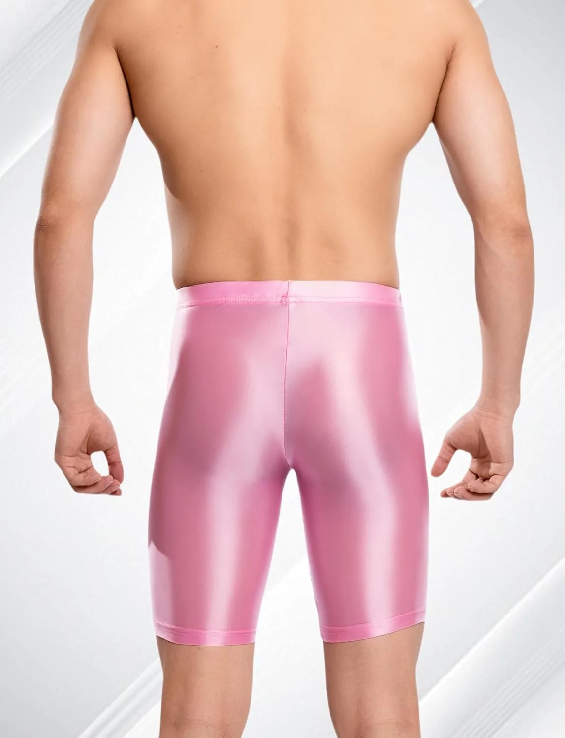 FEOYA Men's Shiny Glossy Oily Compression Shorts Tights See Through Sheer Sports Trunks Bottoms for Bodybuilding