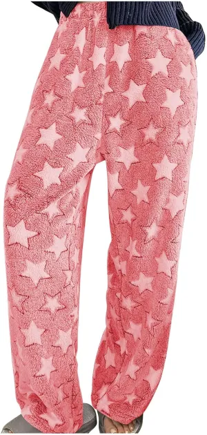 Fleece Sweatpants Women Printed Fashion Workout Warm Soft Joggers Pants Comfy Straight Leg Baggy Lounge Bottoms 2024