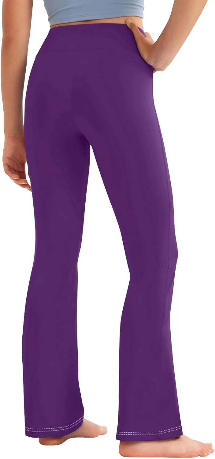 Girl's Bootcut Leggings Kids Stretch High Waisted Flare Yoga Pants Girls Workout Bell Bottoms Leggings Full Length
