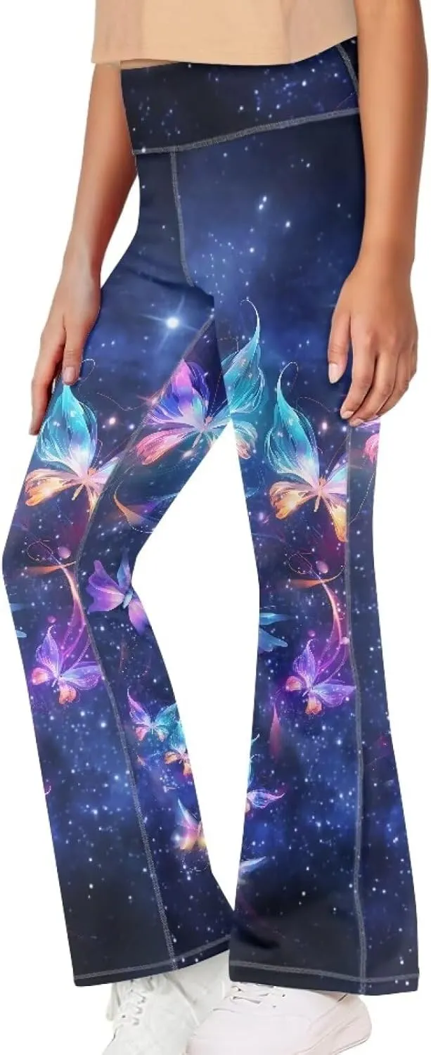 Girl's Flare Leggings Casual High Waist Yoga Pants Bootcut Pants Kids Dance Bell Bottoms Leggings