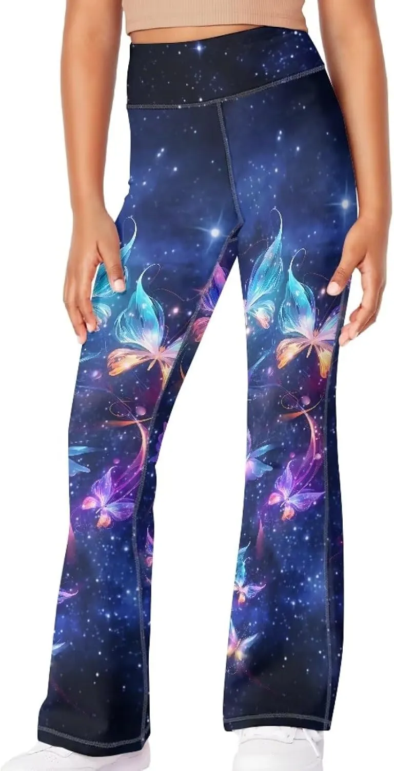 Girl's Flare Leggings Casual High Waist Yoga Pants Bootcut Pants Kids Dance Bell Bottoms Leggings