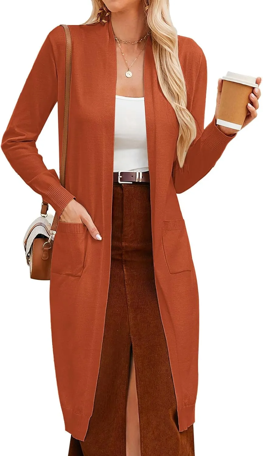 GRACE KARIN Women's 2025 Trendy Long Cardigans Sweater Lightweight Open Front Long Sleeve Maxi Duster Coats with Pockets